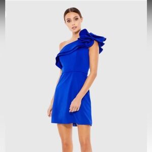 NWT MacDuggal One Shoulder Ruffle Mini Dress